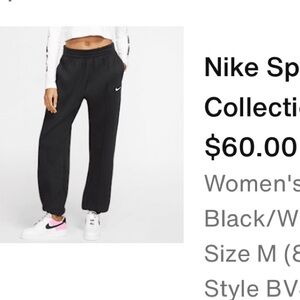 Nike Women's Black Sportswear Fleece Pants